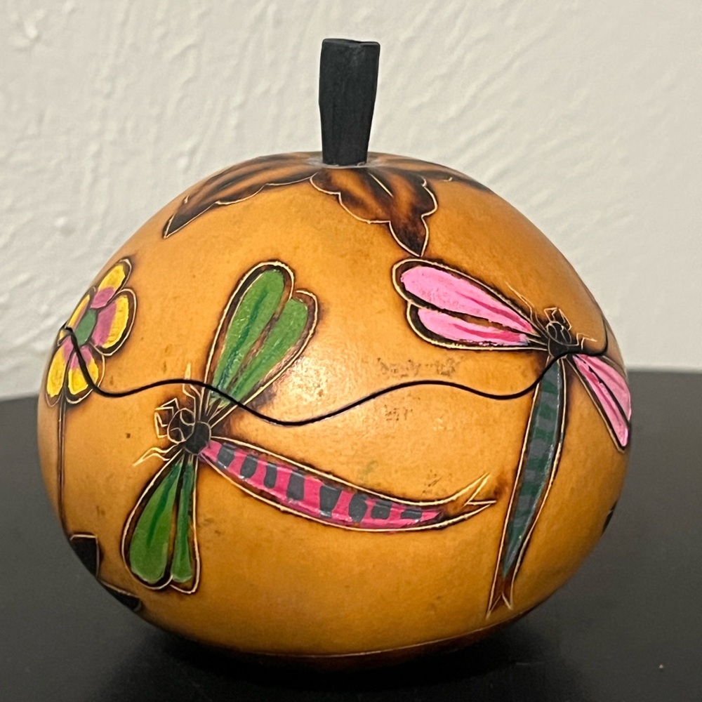 Handcrafted Gourd with Dragonfly Design